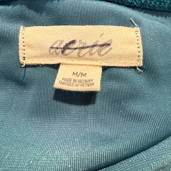 Aerie Teal Blue Velvet Long Sleeve Women Medium Soft Lounge Holiday Y2K Velour - Picture 4 of 7